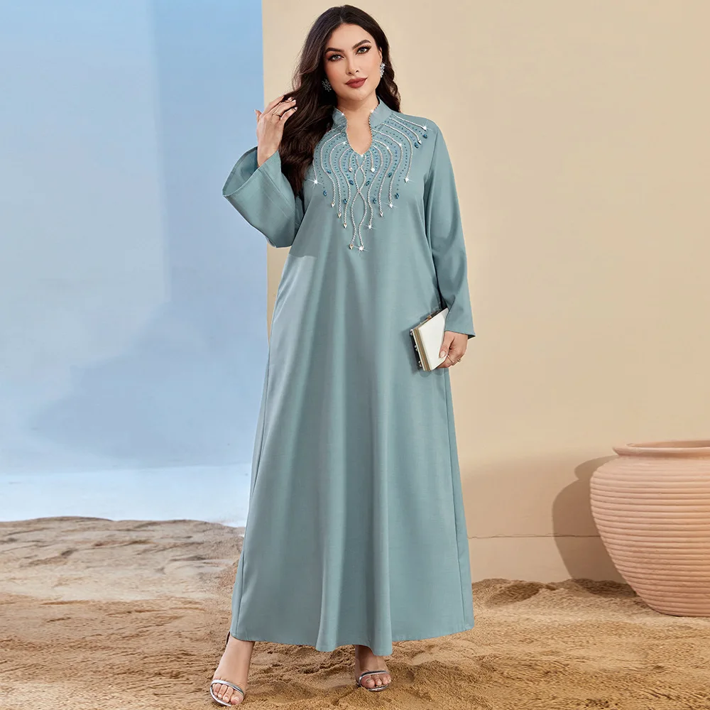 

Eid Ramadan Muslim Women Dress Arab Abaya Middle East Dubai Kaftan Maxi Dresses Turkey Rhinestone Party Jalabiya Elegant
