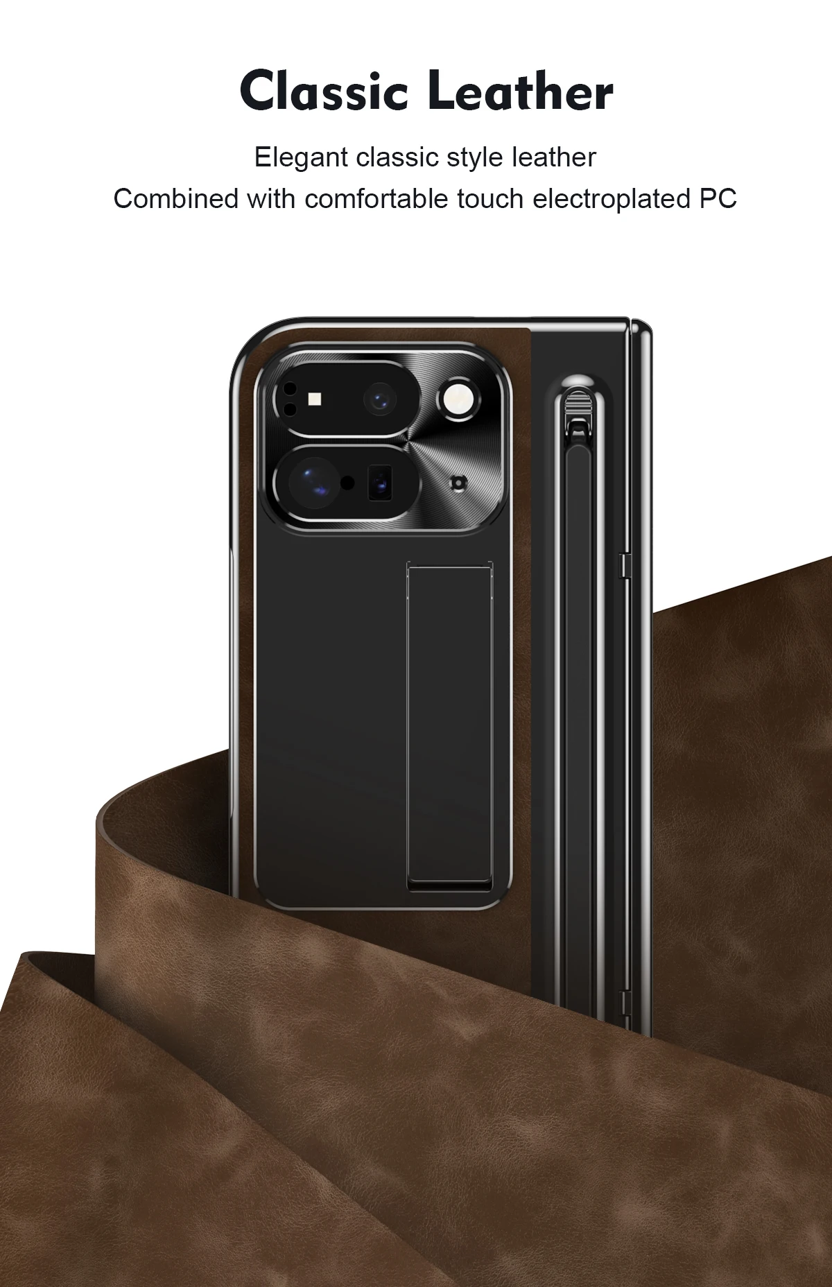 Custodia in pelle retrò Custodia Flip Cover in pelle per Goole 9 Pro Fold con slot per penna Supporto per telefono Pellicola protettiva in vetro per schermo_voghion.com