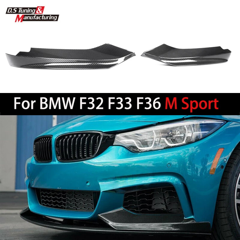 Dry Carbon M Performance Front Bumper Canards Trim For BMW F32 F33 F36 M Sport Only 2014- Car Styling Splitter Lip Spoiler