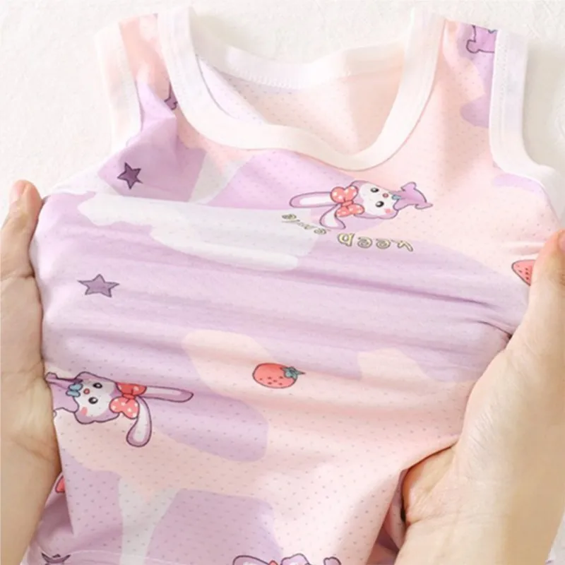 Children's Ice Silk Qui Dry Thin Sport Vest Set Summer Home Clothes Spwear Two Piece Set for Boys And Girls