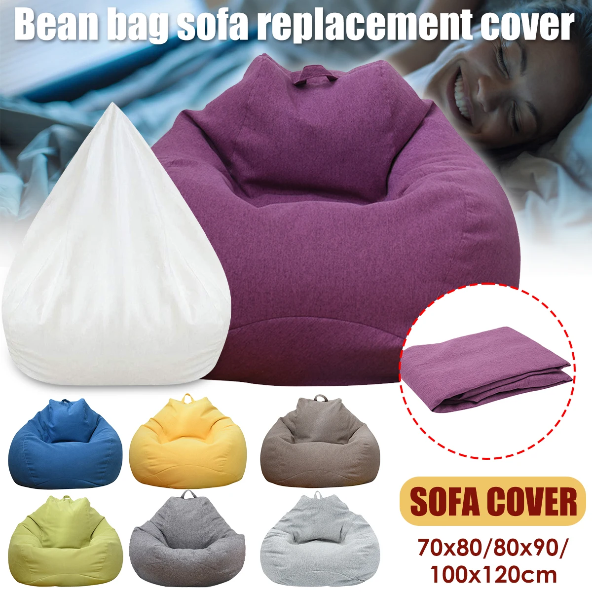Comfortable Large Outdoor Bean Bag Sofa Cover - Living Room Pouf Couch Chair