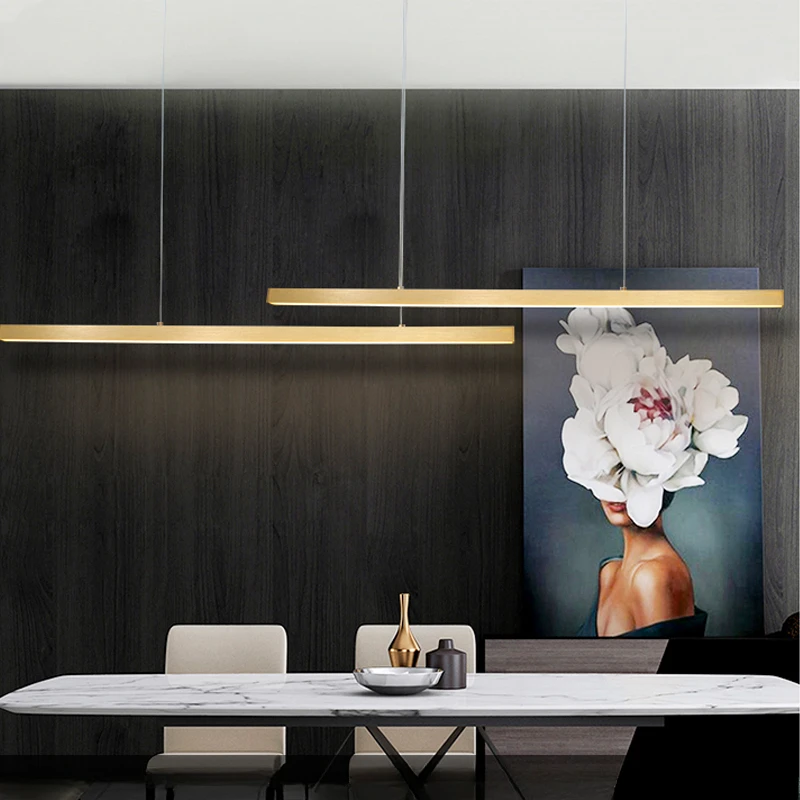 

Nordic Minimalist Pendant Lamp Modern Luxury Design Sense Study Office Restaurant Bar Living Room LED Long Light Line Chandelier