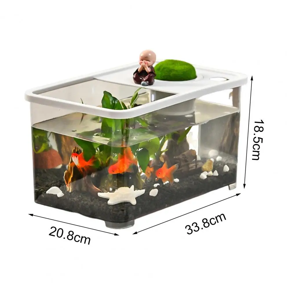 Plastic Fish Tank Household Aquarium Turtle Tank Kit For Crabs Fishes Amphibians Reptiles Small Fish With Hanging Basket
