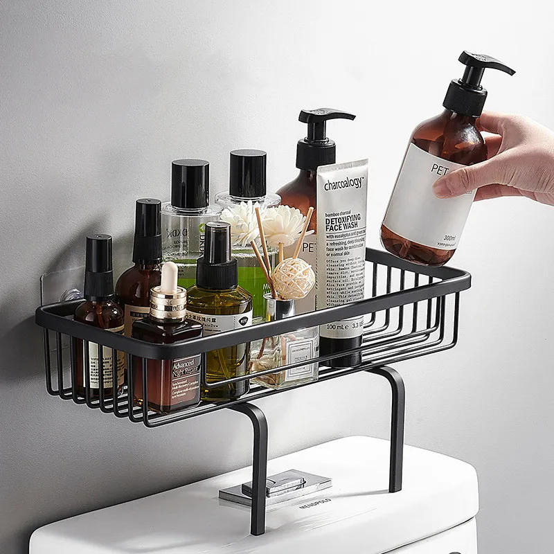 

Bathroom Above The Toilet Rack Multi-function Wall Mounted Punch-free Storage Shelf Shampoo Shower Gel Rack Bathroom Accessories