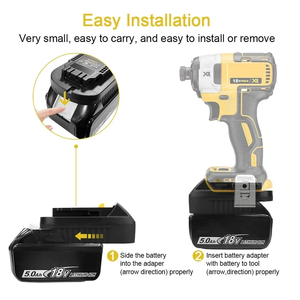 Dewalt용 Makita용 MT20DL 배터리 어댑터, Makita 18V 리튬 배터리를 Dewalt 20V 전동 공구용으로 변환(배터리 없음)