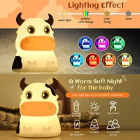 Cute Cow Night Light 7-Color Silicone LED Nursery Lamp 2