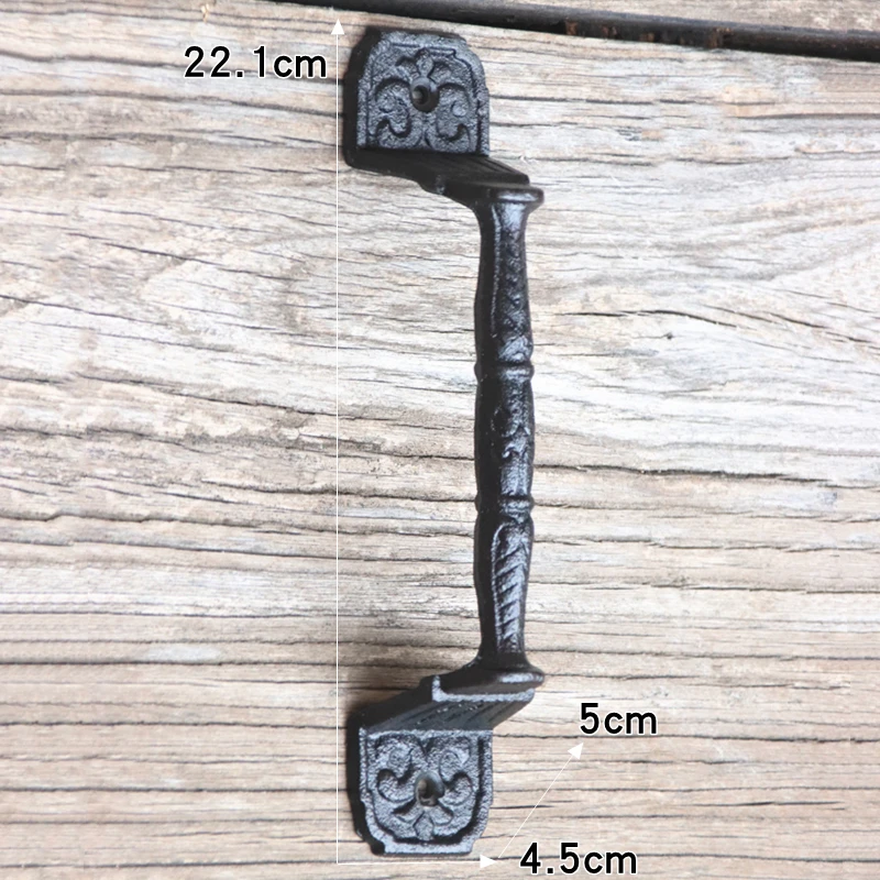 Rustic Cast Iron Retro Door Handles for Wooden Doors