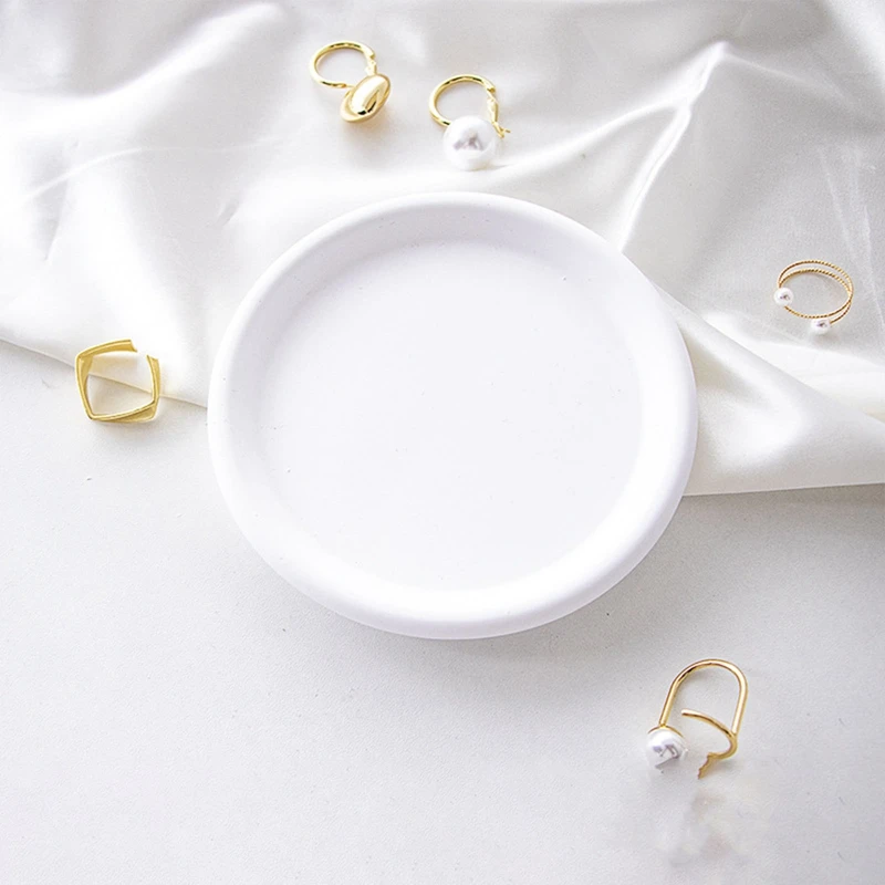 Gypsum White Jewelry Plate Jewelry Storage Plate Nordic Style Small Plate Photo Earring Ring