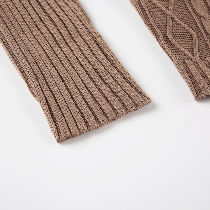 Y2K Brown Buttons Crop Sweater with Detachable Fur Collar Autumn Vintage 2000s Knitted Cardigan Slim Winter Outfits