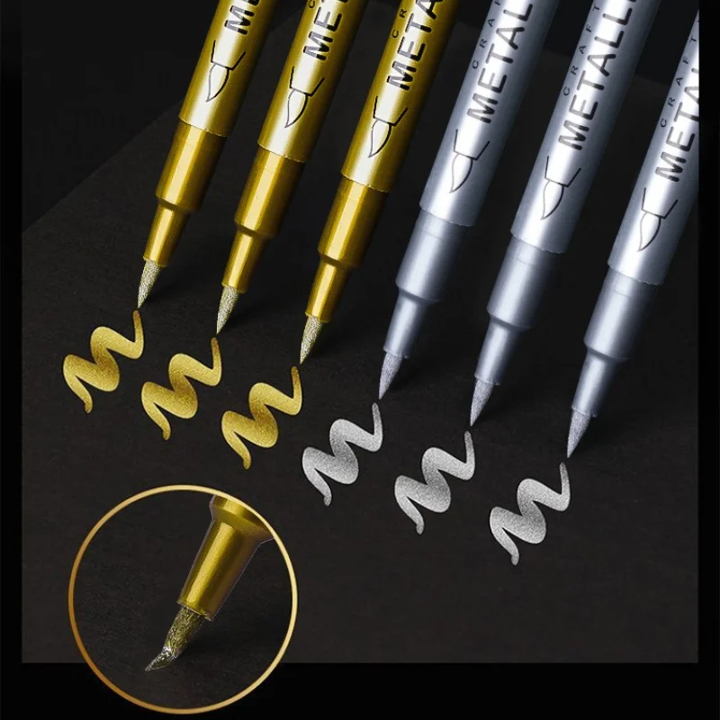 10개입 골드 & 실버 영구 마커 - 볼드 오일 기반 잉크, DIY 공예, 레진 아트, 사무용품, 축하 카드용