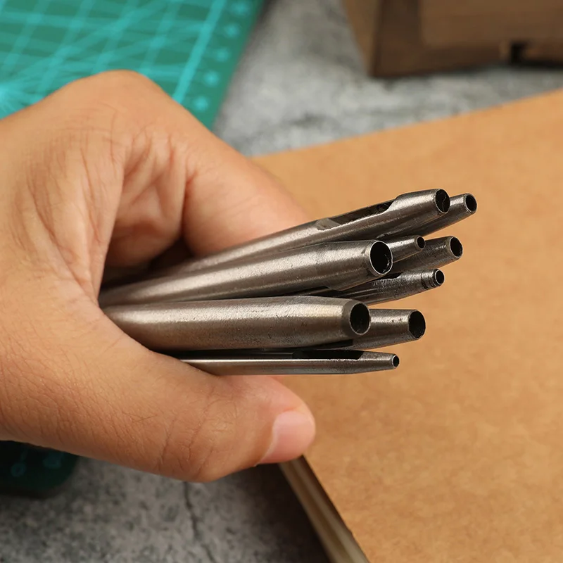 Leather Round Hollow Hole Punching Tool Belt Drilling Steel Leather Puncher Craft Working Accessories 11/13 Pcs leather letter punch leather craft stamps