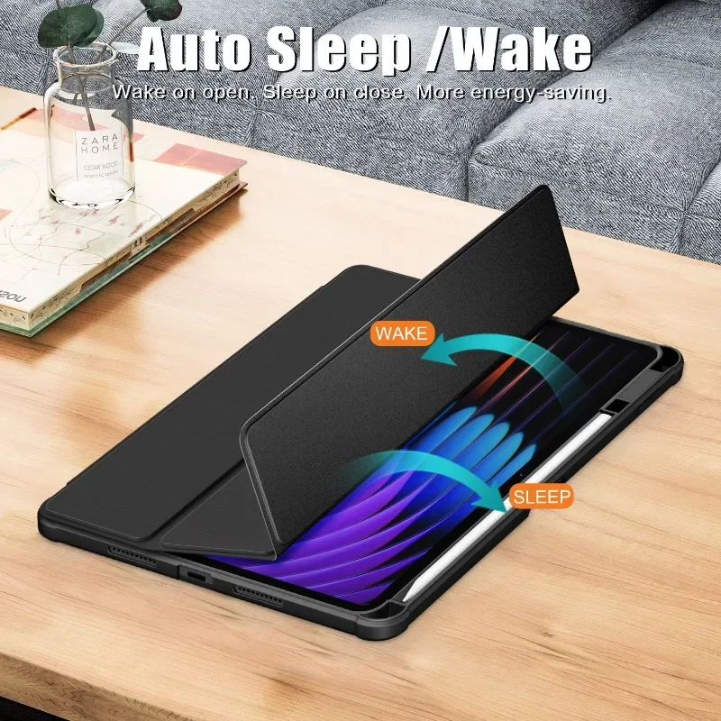 Premium Tri-Fold Magnetic Tablet Case with Pen Slot