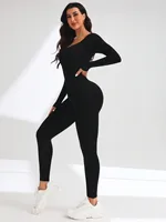 Women Yoga Jumpsuits Workout Long Sleeve Sport Jumpsuits - Image 5