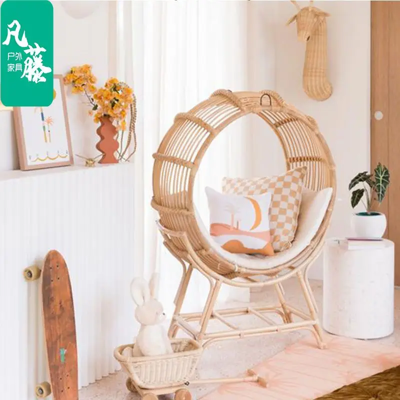 Outdoor Hanging Rattan Woven Hanging Basket, Swing, Lazy Rocking Chair, Living Room, Bedroom, Swing, Cradle, Balcony, Hammock