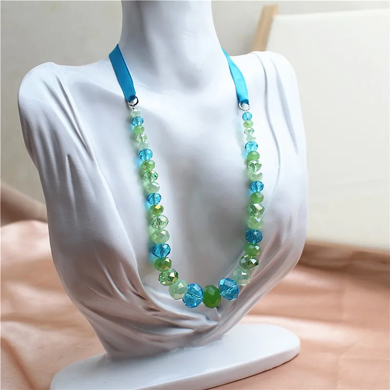 EuropeanandAmericanstylenewcoloredglassbeadshortnecklacesimpleatmospheretrend