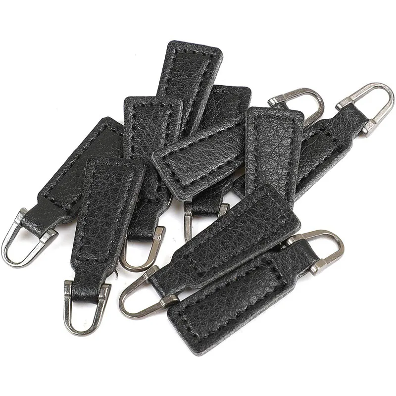 10pcs Leather Zipper Pull for Boot Jacket Bag Purse Replacement and Production