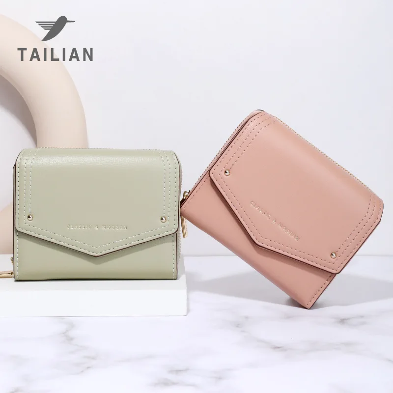 

Asulike Zipper Women Wallets Short Foldable Convenient Multi-card Position Hasp Lady's Purses Rivet Large Capacity Coins Holders