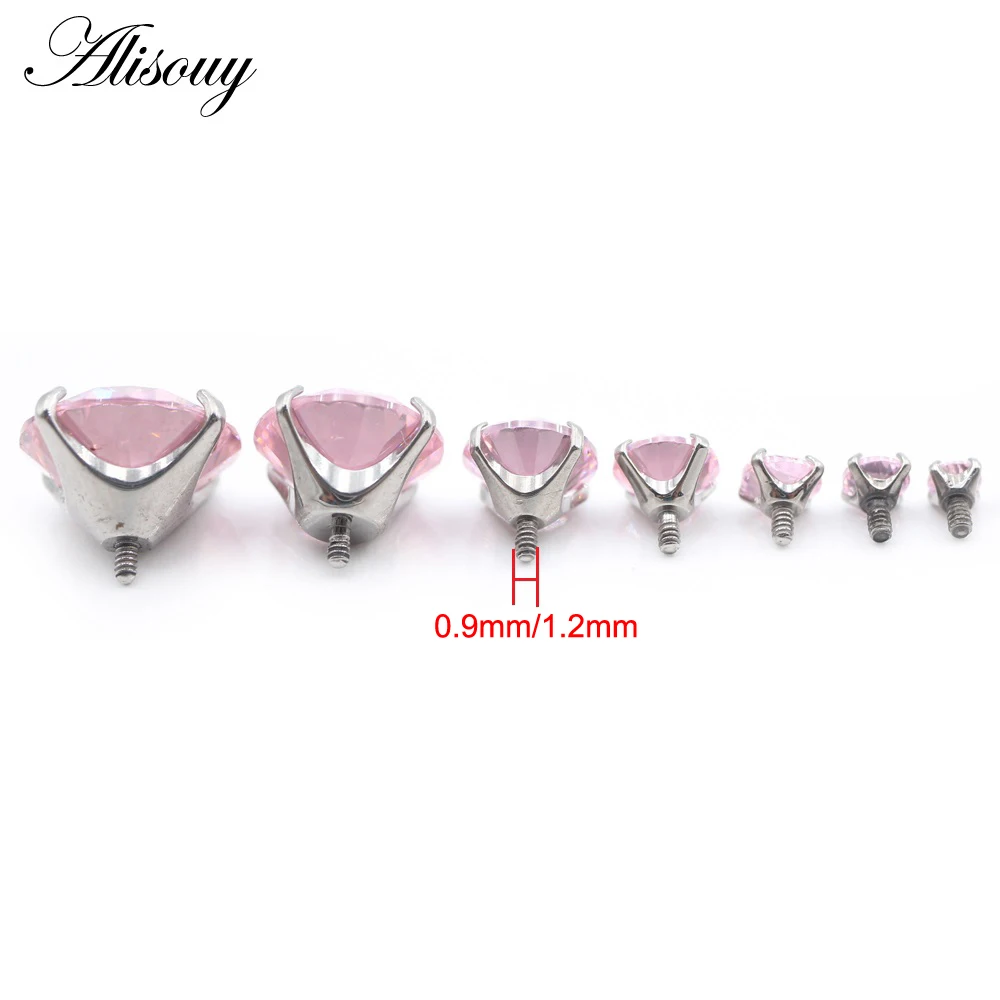 Alisouy-Anillo de circonita cúbica de hilo externo de titanio G23 para labio, Labret, pendientes de tuerca, Piercing, accesorio de joyería corporal DIY, 1 unidad