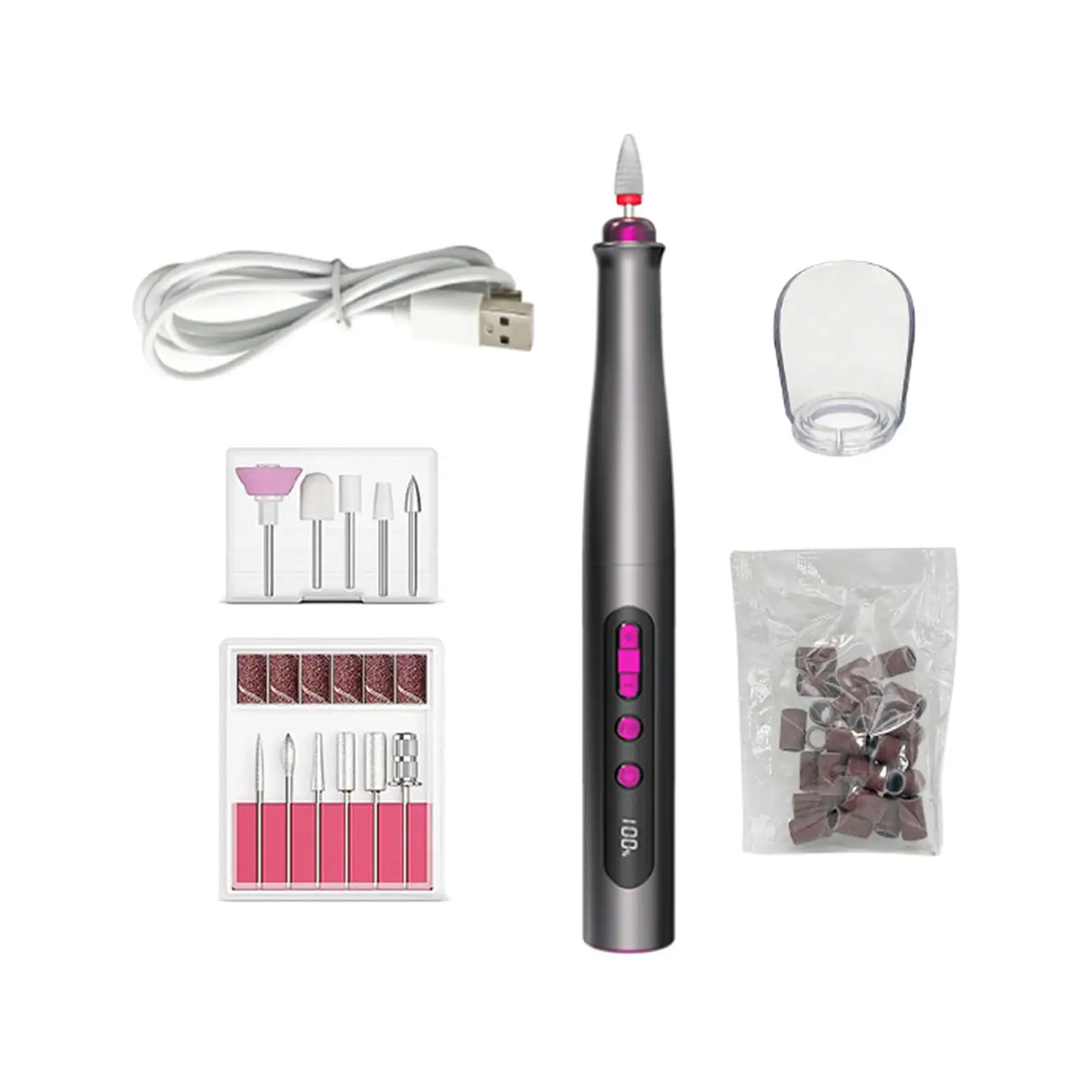Manicure Pedicure Tool Portable LCD Display Screen Compact Rechargeable Nail Drill Machine for Trimming Polishing Acrylic Nail