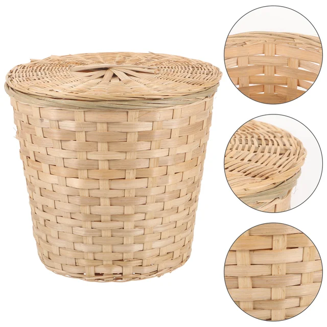 Bambusz Szemét Sokoldalú Ürítő Kosár Sundries Tároló Konyha Szövött Játék - Image 4
