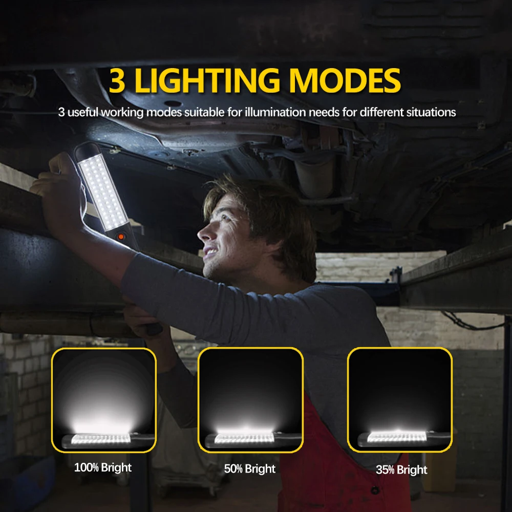  Linterna de trabajo gancho LED luz de trabajo magnético  plegable ABS Shell recargable para acampar : Herramientas y Mejoras del  Hogar