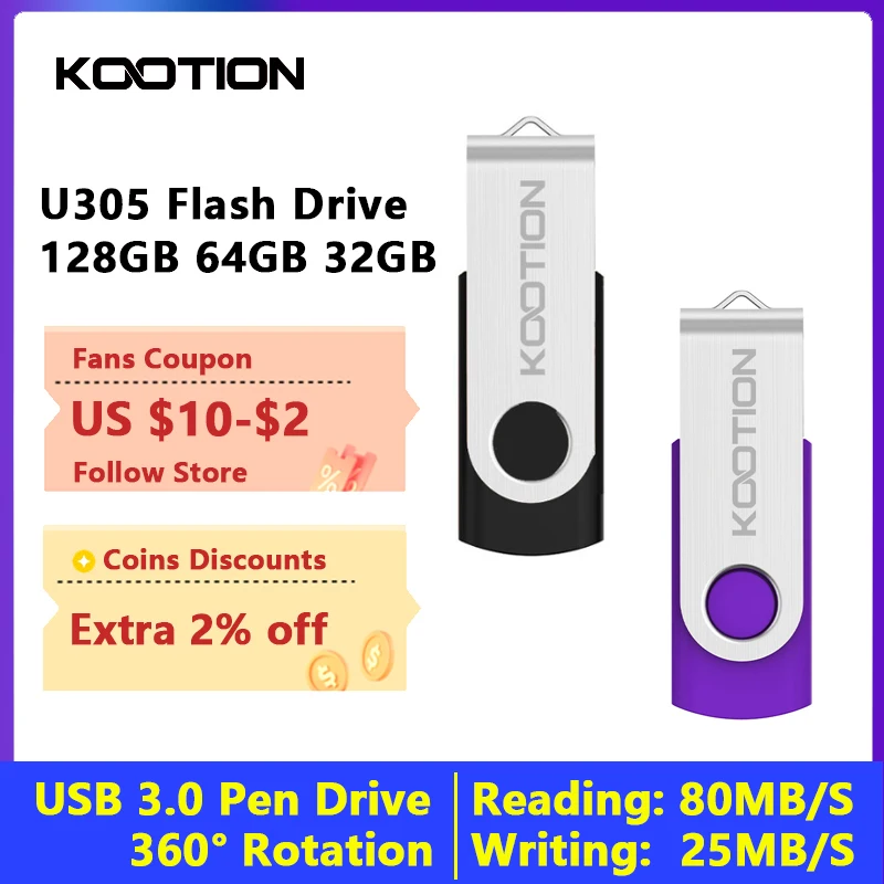 

KOOTION U305 Flash Drive USB 3.0 Pen Drives 128GB 64GB 32GB 16GB Cle USB Memory Stick High Speed U Disk Pendrive Free Shipping