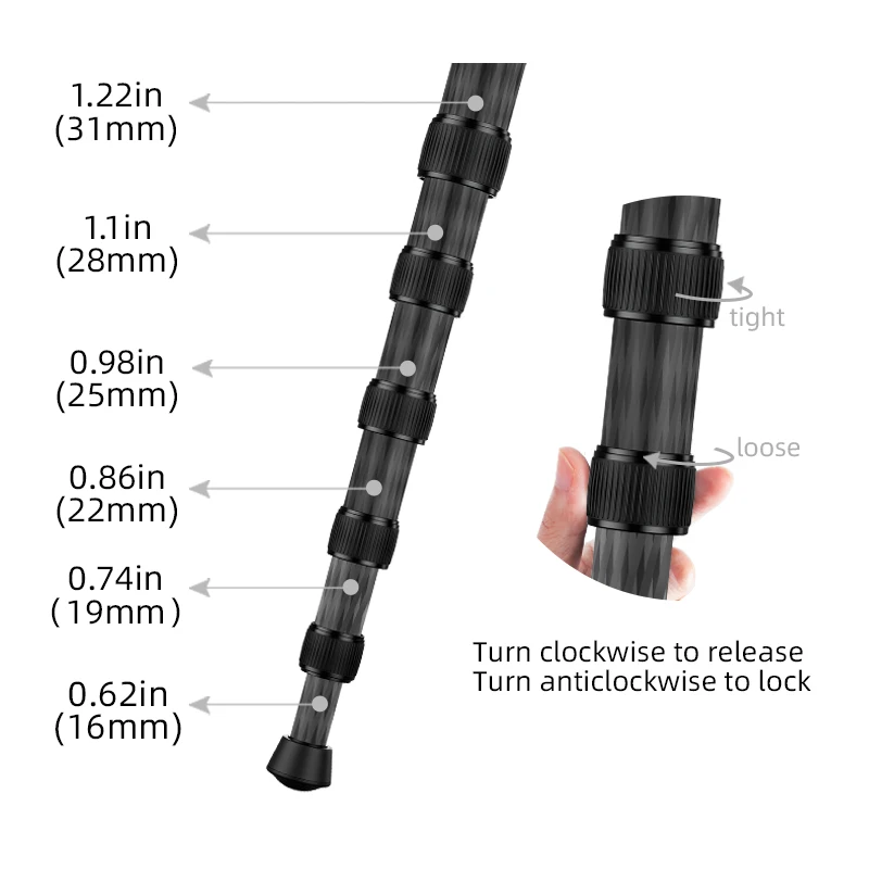 Bexin-tripé de Câmera Profissional Leve Portátil Viagem Fotografia Pernas Fibra de Carbono Monopé para Câmera Dslr - Image 5