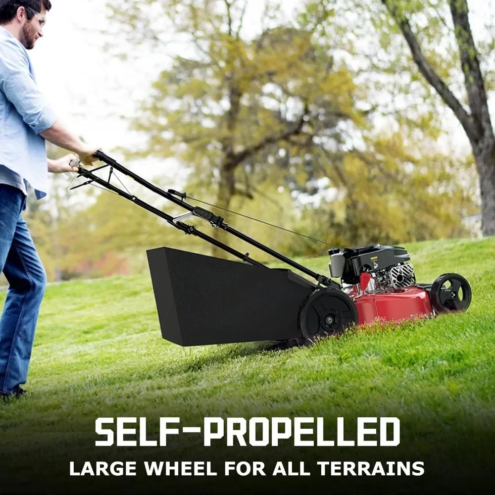 Self Propelled Gas Lawn Mower 21-Inch with 170cc Engine, 3-in-1 Enhanced Steel Deck, Large Wheels Lawn Mower