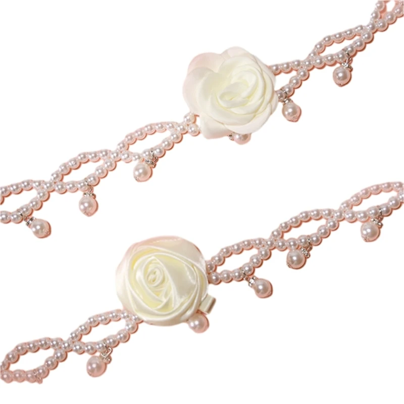 

Versatile Flower&Pearl Waist Chain Graceful Girls Women Coat Dress Belt Shinning Slimming Waist Adjustable Thin Belt