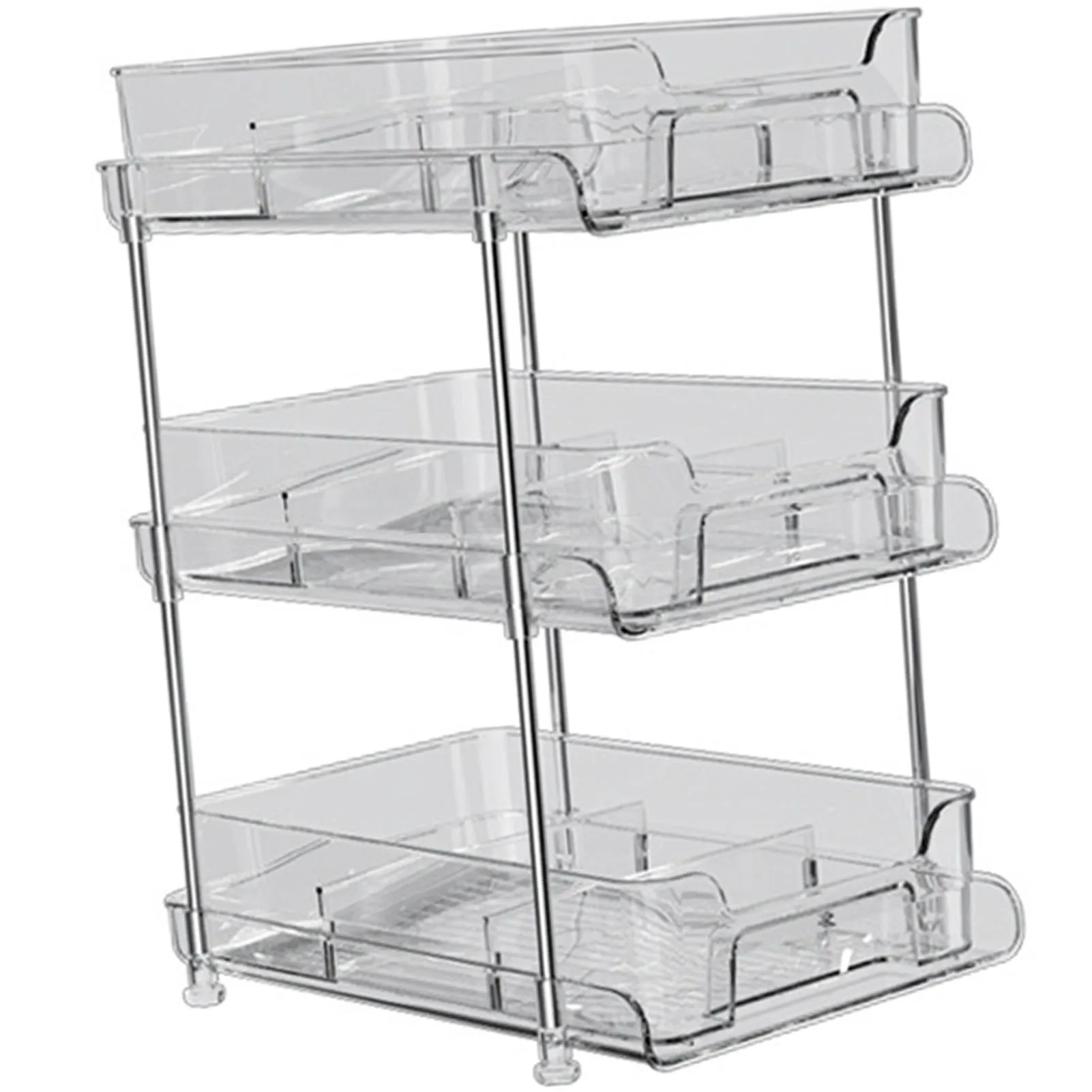 

Clear Organizer with Dividers 2/3 Tier Slide-Out Storage Container for Bathroom & Kitchen Organizers