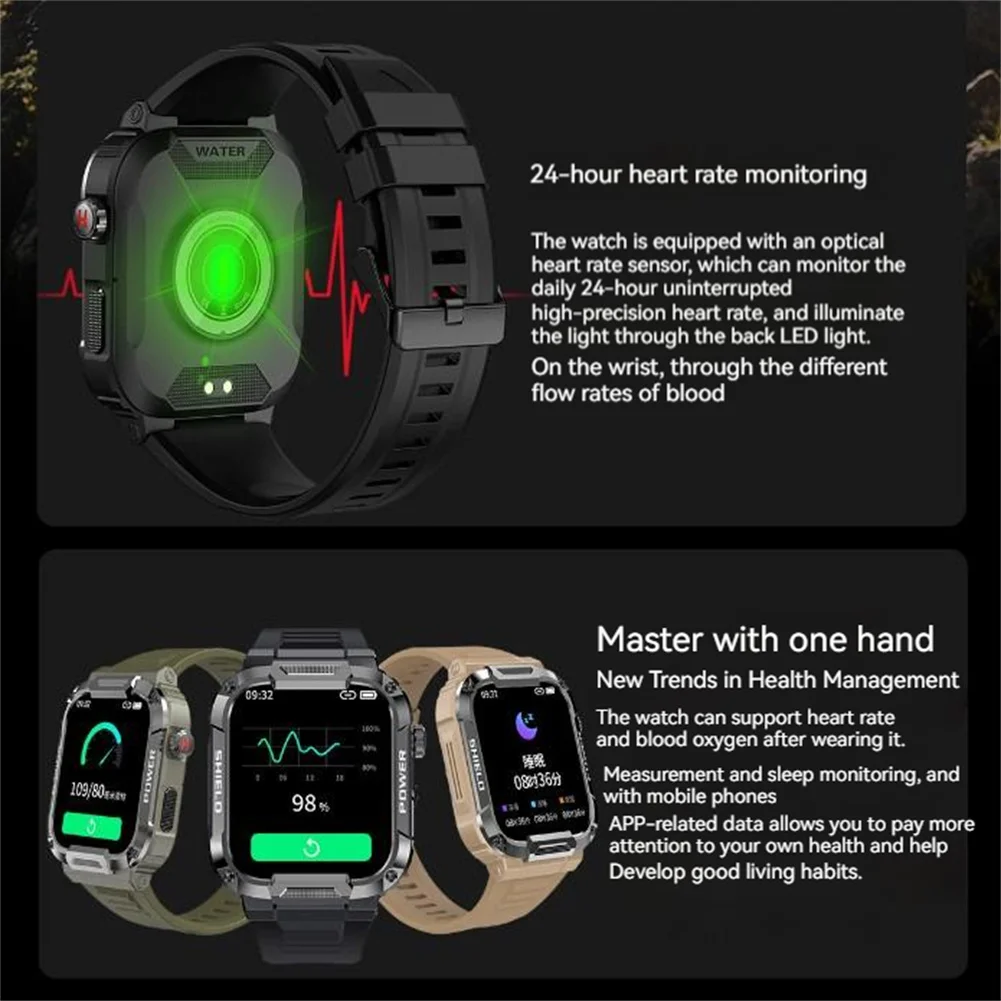 Mk66 Smart Watch Outdoor kompatybilny z Bluetooth odtwarzanie muzyki pulsometr sporty zdrowotne bransoletka do Android IOS telefonów iphone
