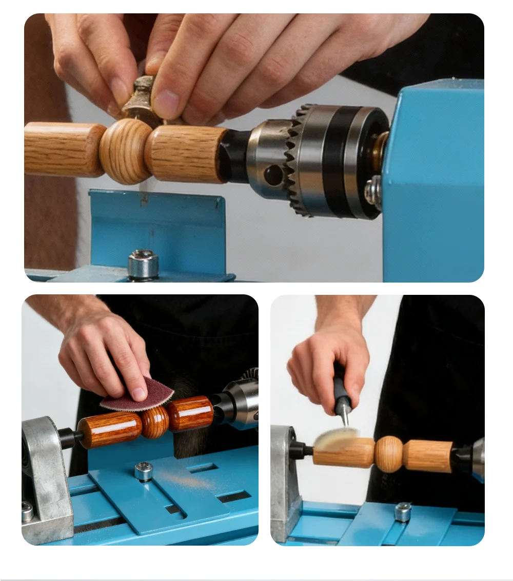 High Torque Mini Wood Lathe Electric Bead Woodworking Lathe 7-Speed Bead Lathe f