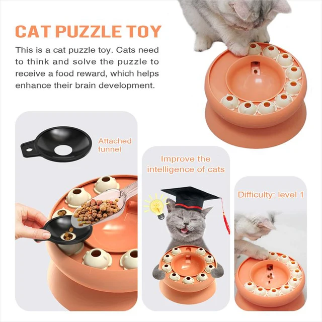 Multifunctiona Slow Feeder Cat Bowl Cats Puzzles Feeder Rotating Improve IQ Game juguetes para for Aid Pets Digestion And Mental 3