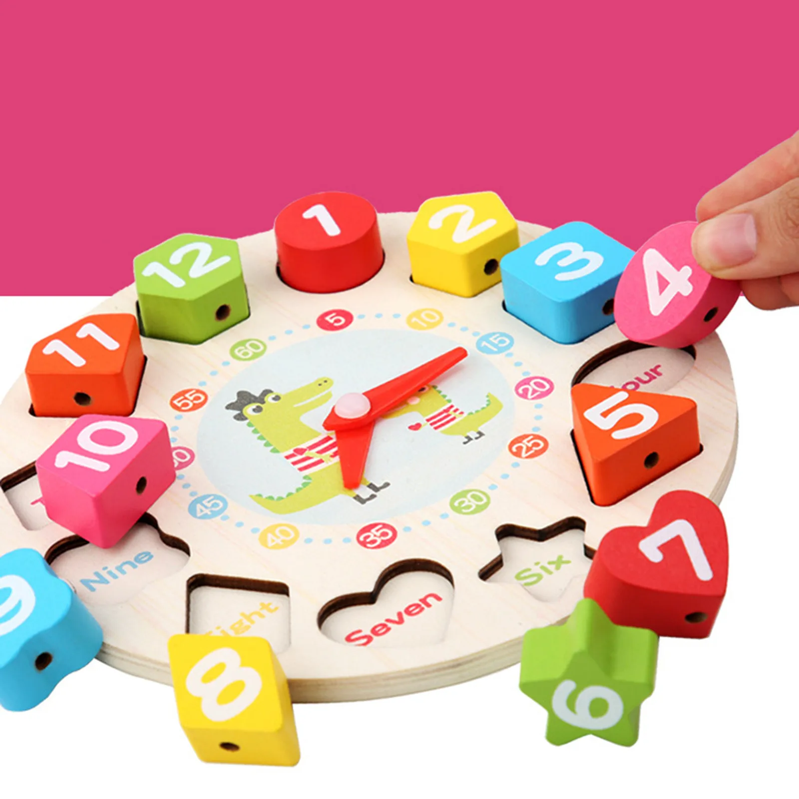 Boys Age 12 Preschool Shape Sorting Clock Wooden Early Education Teaching Learning Clock Early Building for Boys Age 12-14