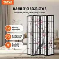 Room Divider, 4 Panel Japanese Room Divider Screen, Wood Folding Privacy Screen Indoor 1