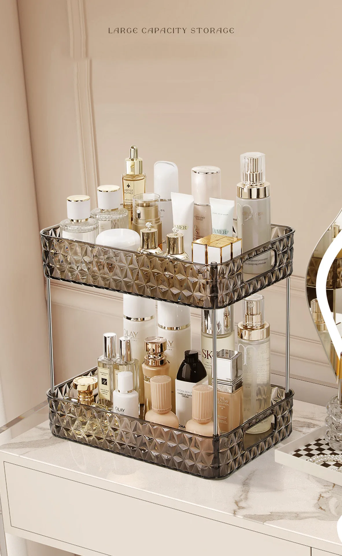 Description Picture 2 of itemBathroom Organizer Shelf Home Kitchen Acryl Storage Rack Large Capacity Skincare Cosmetic Liptick Shampoo Desktop Holder