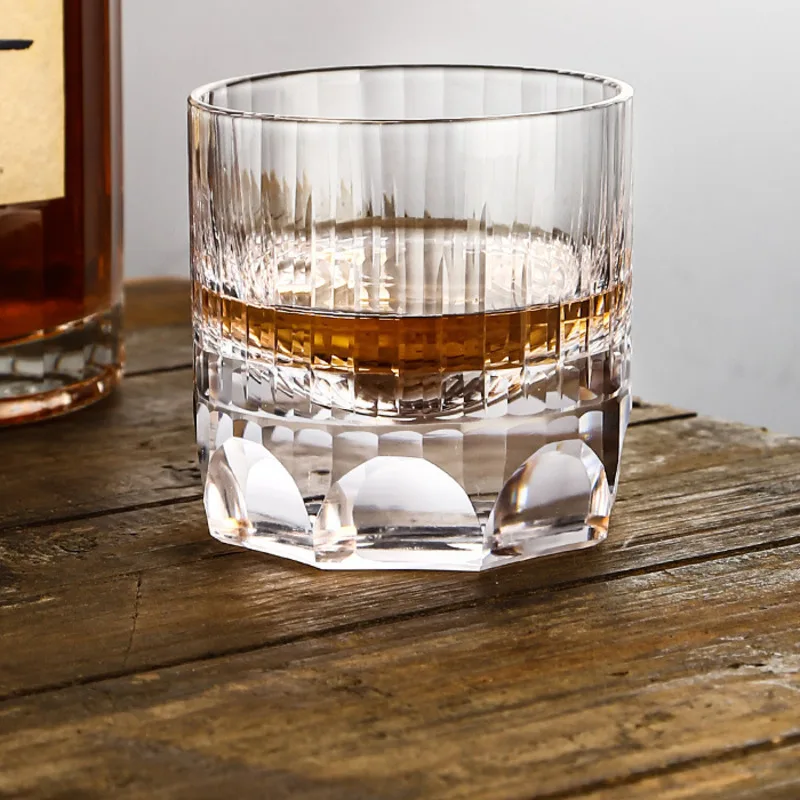 Luxurious Thumb Whisky Glass Neat Japanese Style Hand Carved Crystal Wine Glasses Bright Brandy Tasting Tumbler