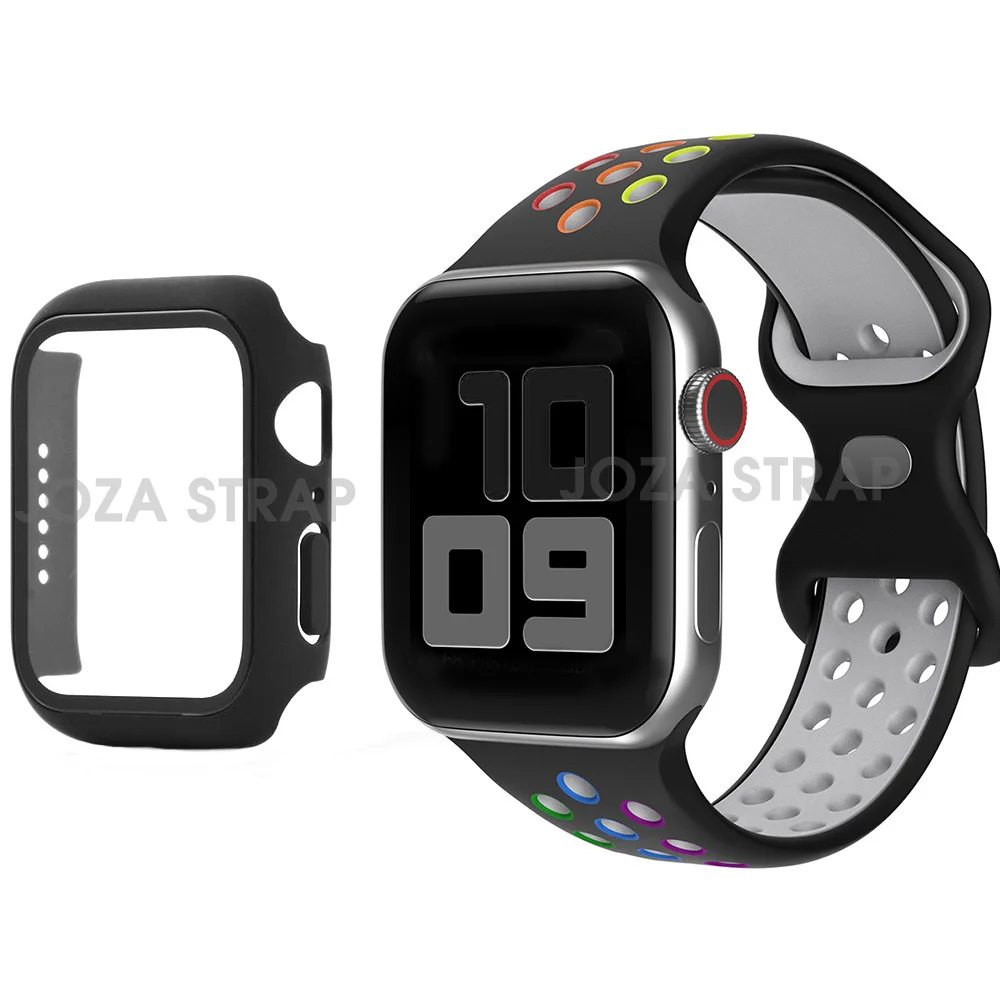 Case+Strap For Apple Watch band 44mm 45mm 38mm 42mm 41mm Silicone watchband  suit bracelet for iWatch series 3 4 5 6 se 7 band
