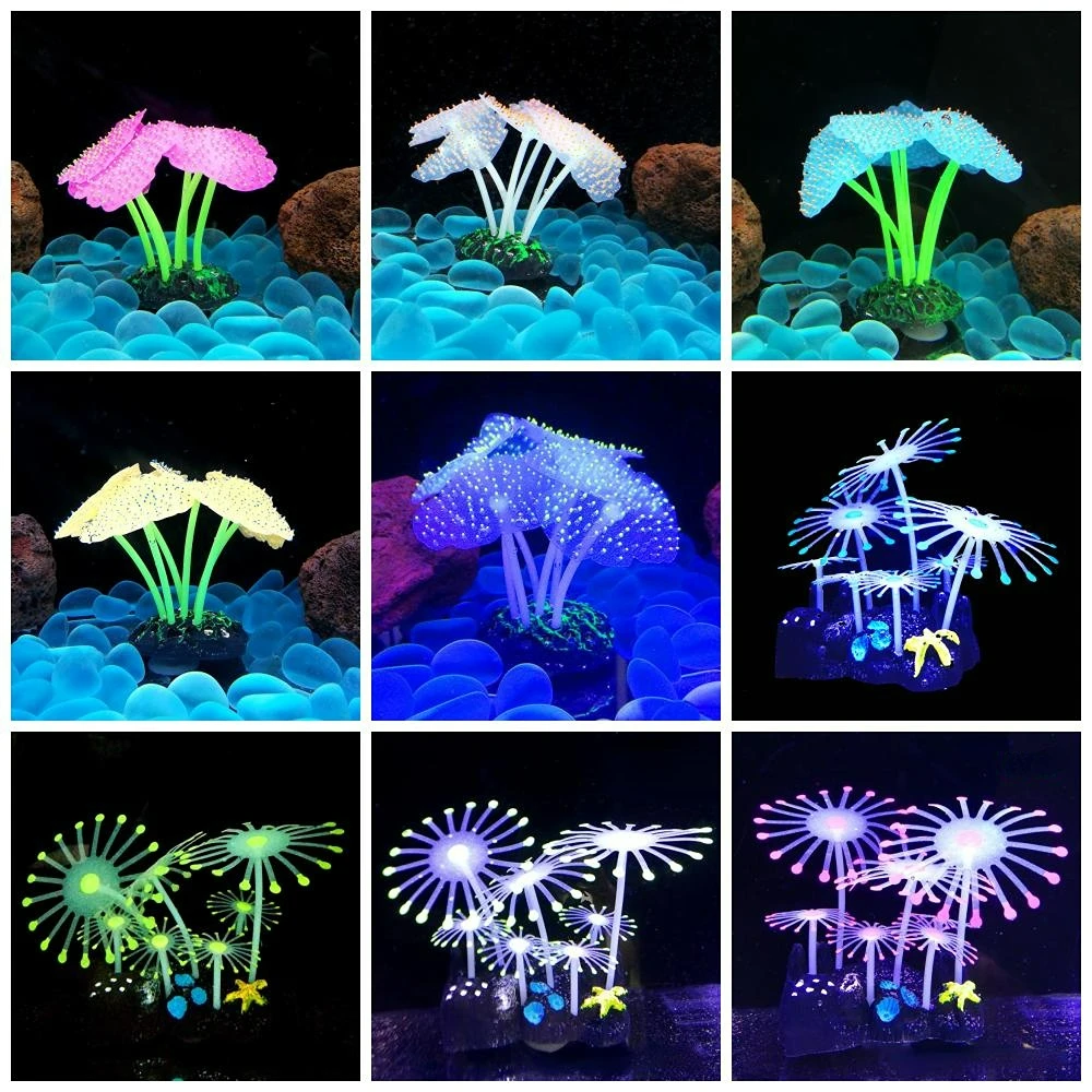 Silicone Glowing Artificial Fish Tank artificial plants fish tank decorations aquarium ornaments artificial aquarium plants Aquarium Coral Plants Underwater Ornament Aquarium Decor aquarium decoration accessories