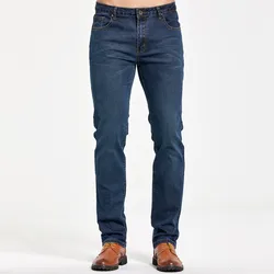 Men's Classic Slim Fit Straight Jeans Casual Stretch Denim Pants Fashion Blue Trousers
