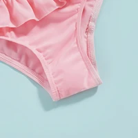 Infant Girls 3 Piece Swimsuits Flower Decor Tie-Up Halter Neck Tank Tops Ruffles Shorts Sun Hat Bikini Split Swimwear Set 0-24M 6