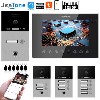 Jeatone 1080P Fingerprint 7Inch Monitor Screen Tuya/Smart Life WiFi Video Intercom Home Door Phone Camera with ID Cards Unlock 1