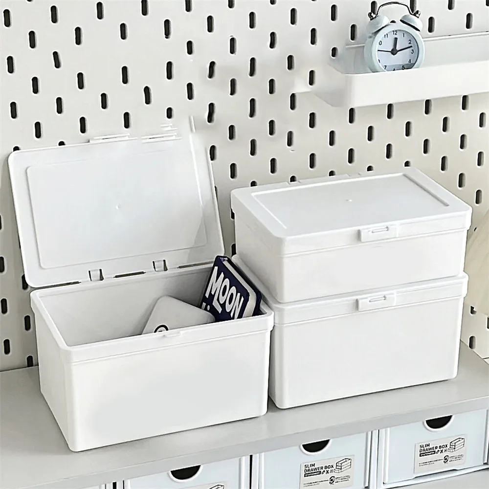 INS White Simple Flip Storage Box Home Organization Card Storage Case Sundries Storage Desktop Organizer Dustproof Jewelry Box