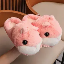 New Children Slippers For Kids Baby Winter Slippers Animal Hamster Plush Slippers For Toddler Girls Boys Warm Home Indoor Shoes