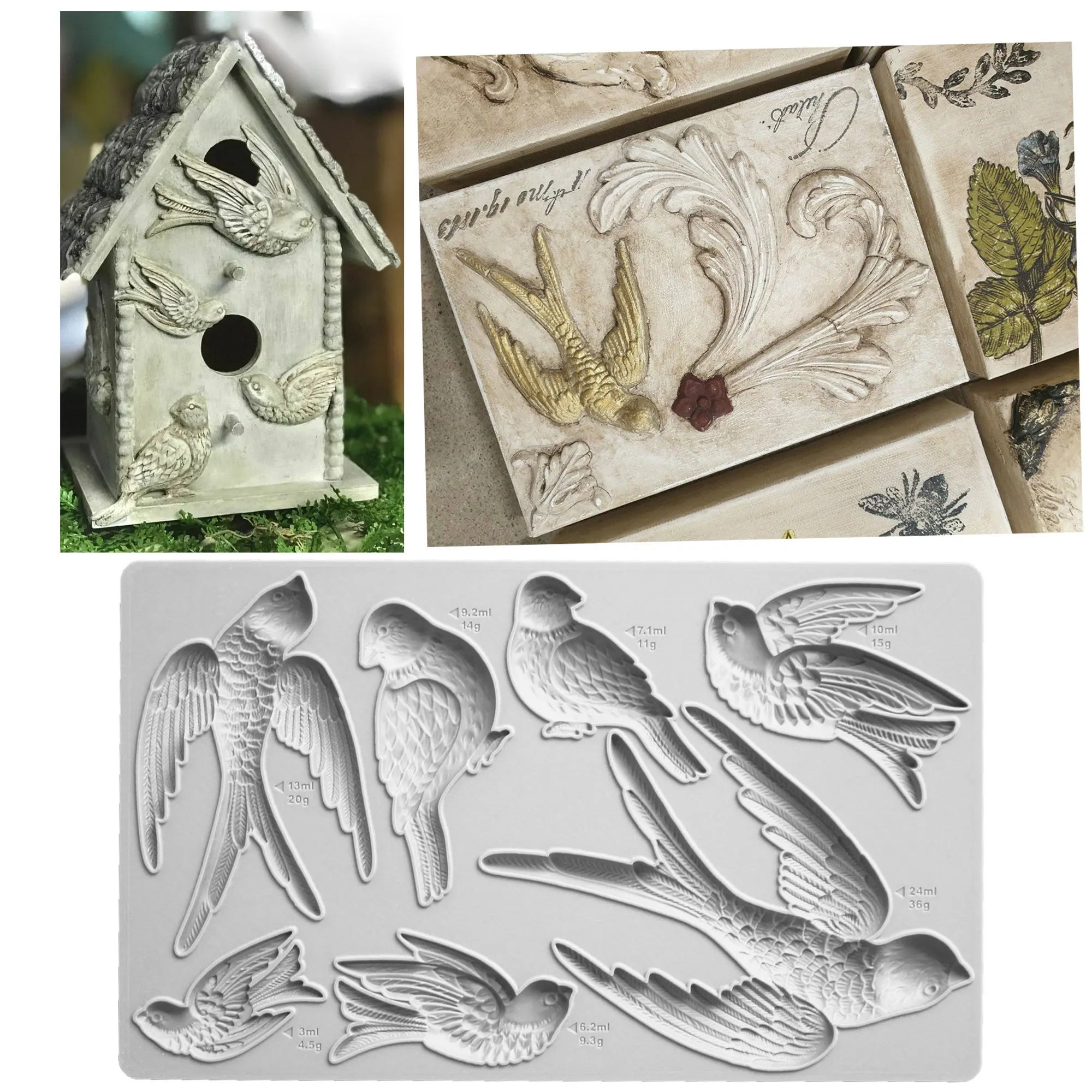 

Birds，Swallows Silicone Mold Fondant Cake Decorating Silicone Mould Clay, Gumpaste Sugarcraft Chocolate Baking Tool Kitchenware