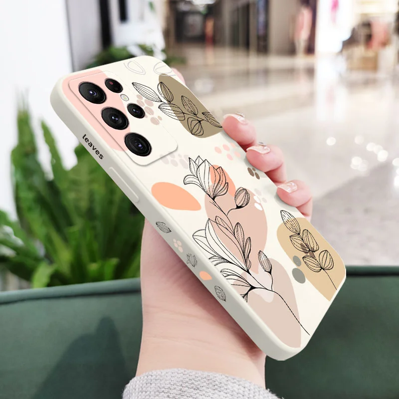 Abstract Plants Phone Case For Samsung Galaxy S25 S24 S23 S22 S21 S20 Ultra Plus FE S10 S9 S10E Note 20 ultra 10 9 Plus Cover 4