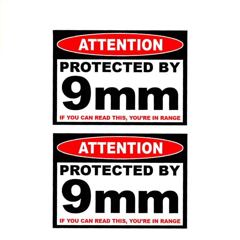 

JP 2 x warning car decal for precautions protected by 9mm waterproof sunscreen sticker motorcycle accessories PVC, 11cm * 8cm