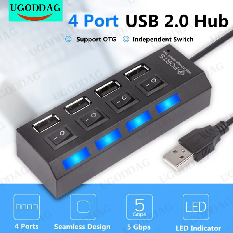 Hub Usb 2.0 Multi Usb Splitter 4 7 Porte Expander Multiplo Usb 2 Hab Nessun Adattatore Di Alimentazione Hub Usb Con Interruttore Indipendente Per Pc