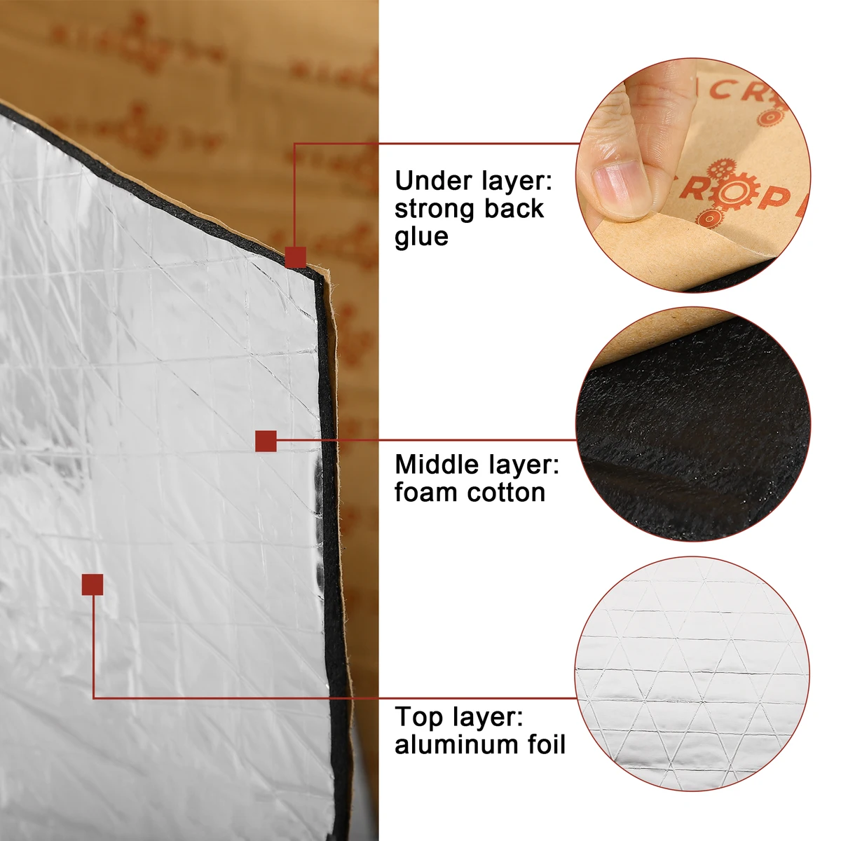 Uxcell Car Firewall Heat Sound Deadener Insulation Mat Aluminium Coating Cotton Self-adhesive Noise Insulation 5mm 10mm — view 3