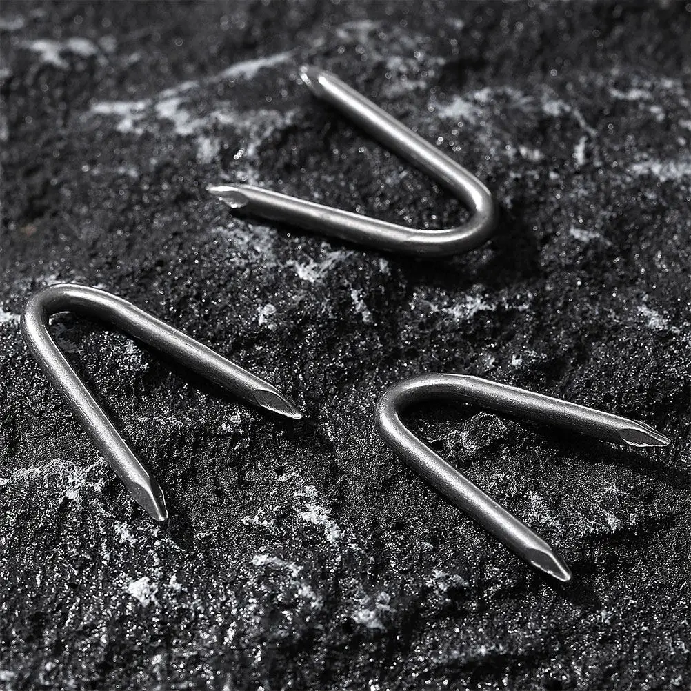 50개 금속 U 스테이크 철제 U자형 울타리 못 정원 마당 펜싱용 지면 앵커 방..